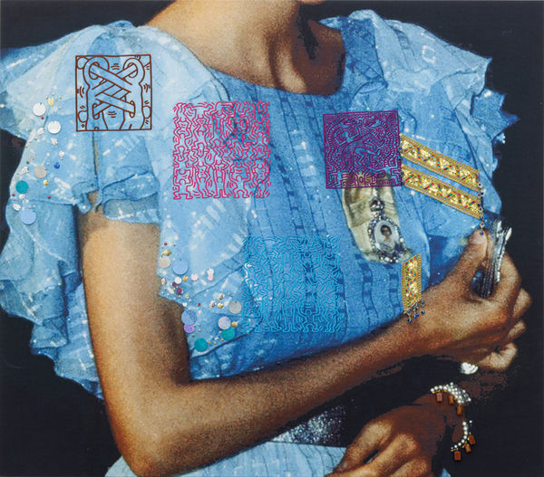 Farhad Ahrarnia And God Saved the Queen, no. 5, 2022-24 Digital print using water based pigment ink, on half Panama cotton canvas, hand embroidery using silk, cotton, sequins, safety pins, and embellishments 107 x 122 x 2 cm