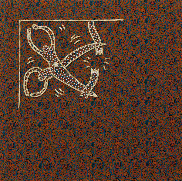 Farhad Ahrarnia Like a Prayer, no. 1, 2023-24 Sermeh-doozi, Sermeh-embroidery, imitation gold and silver threads, decorative pearls 78 x 78 x 2 cm