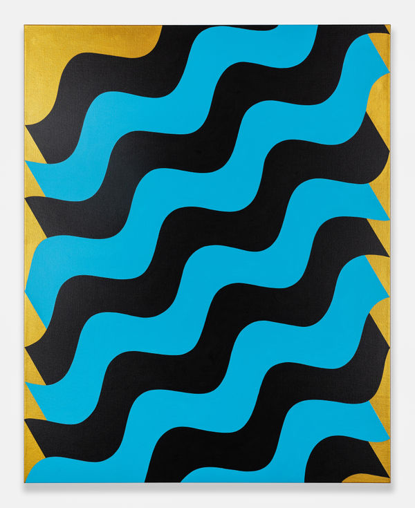 Mohamed Melehi Moucharabieh, Blue on Black, 2020 Acrylic on canvas 150 x 120 cm