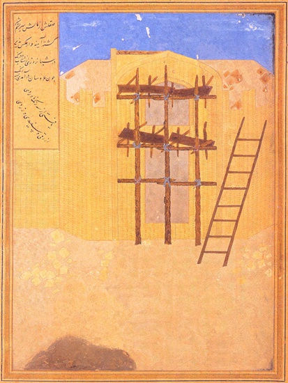 Shahpour Pouyan. After 'Building of Castle of Khawarnaq, Kamal Al Din Bihzad. 1494 AD'.