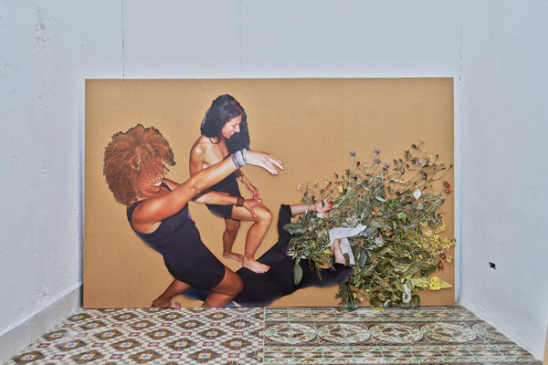ANA PAVLOVIĆ Flora, 2024 cut-out photography and pins on cork and PVC 210 x 340 cm