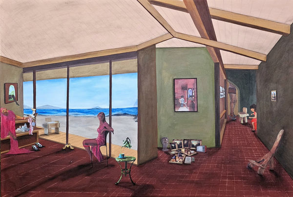 Mulanga Cinthia Yet So Still 2024 100X150Cm Acrylic Paint Oil Pastels With Charcoal And Collage On Canvas