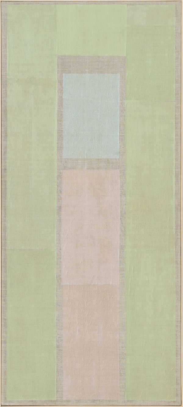 Kim Bartelt Zwischen Tür und Angel I, 2024 Paper and graphite on linen 180 × 80 cm (70 7/8 × 31 1/2 in)