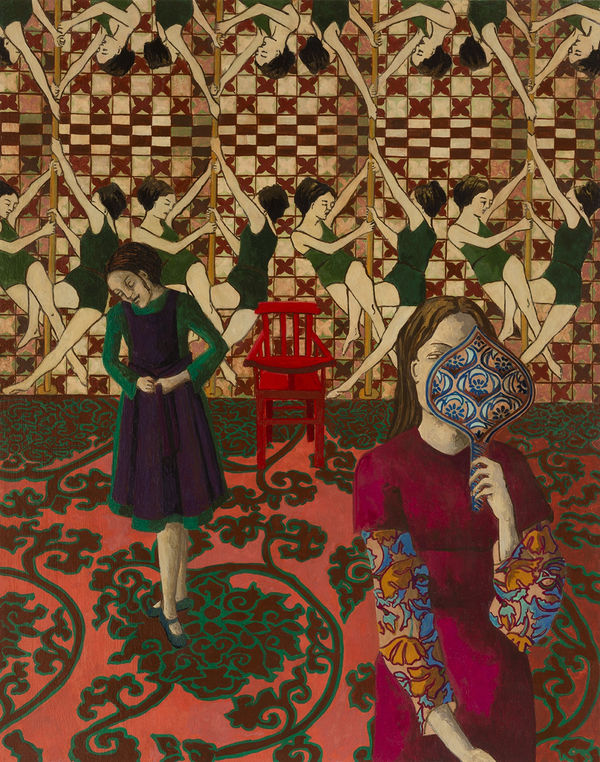 Painting Apron, 2021, casein on birch panel, 37 x 30 cm