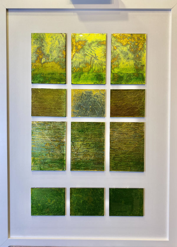 Metallic green abstract painting