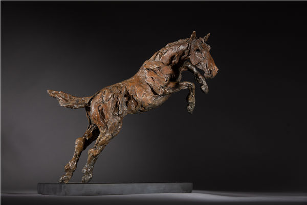 Jumping horse sculpture in bronze