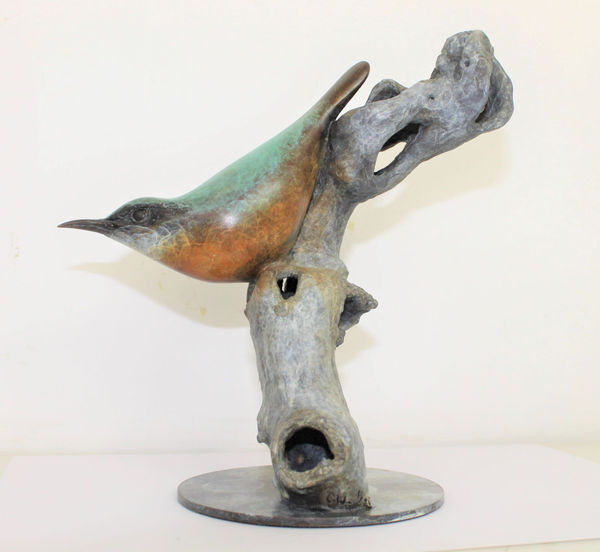 bronze sculpture of a nuthatch