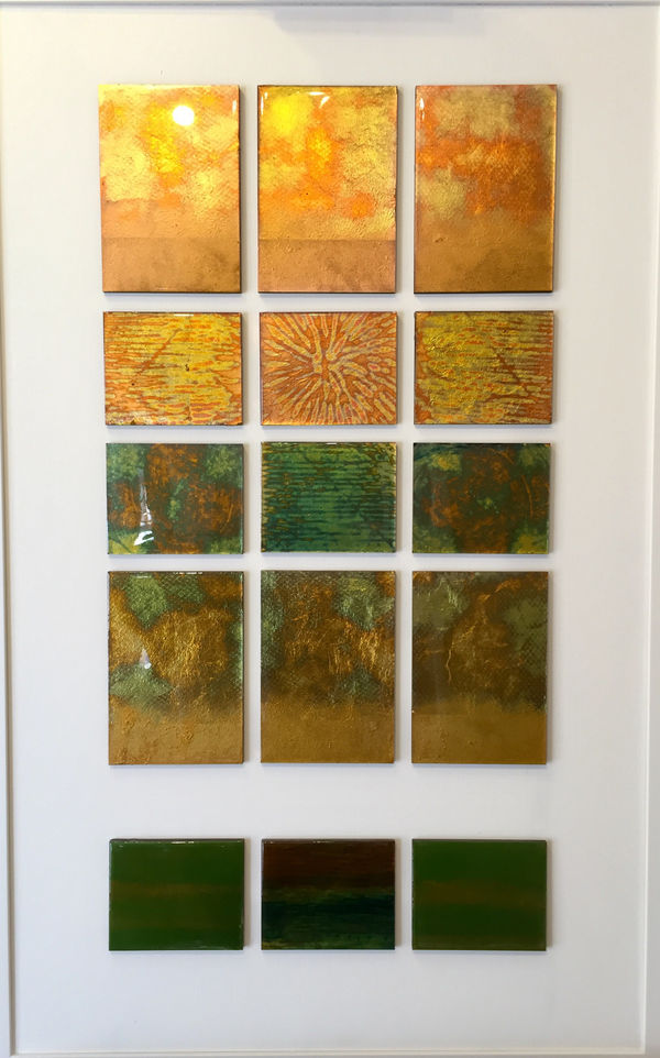 abstract painting with metal leaf