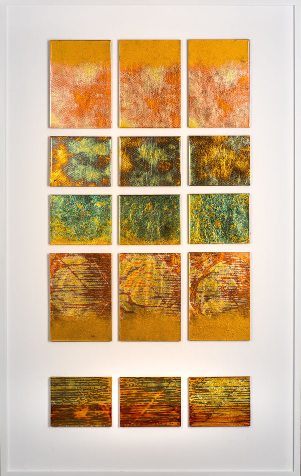 abstract painting with metal leaf