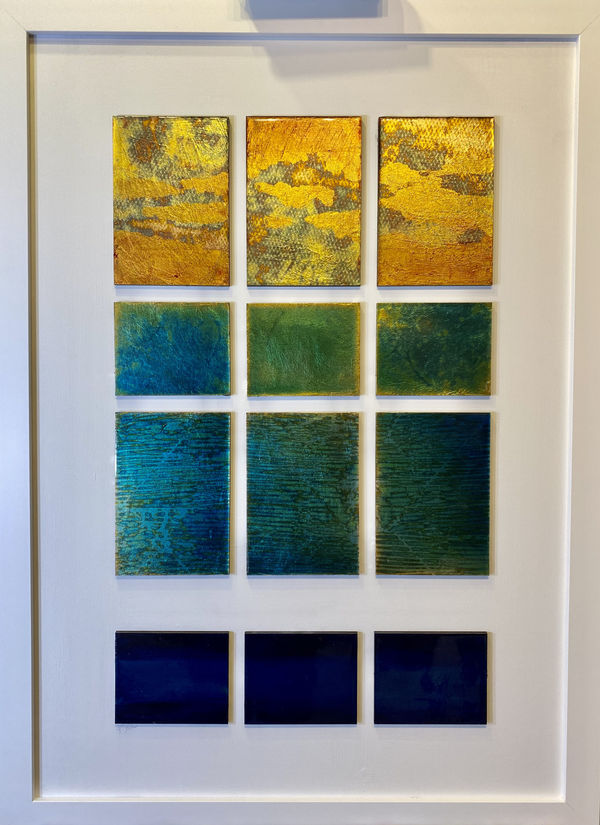 Blue gold abstract painting