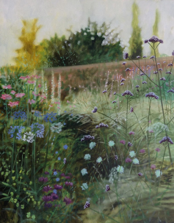 Garden painting with flowers