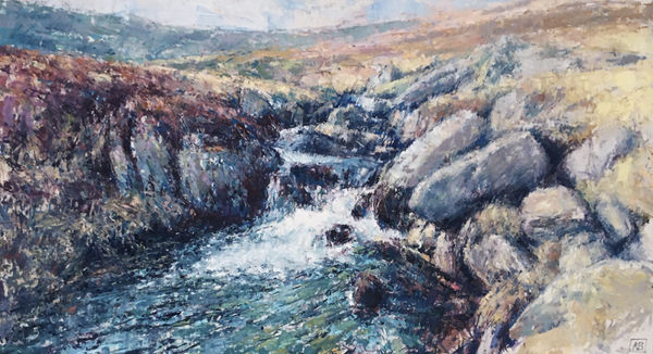 Welsh stream oil painting