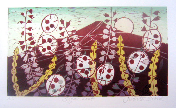 Sugarloaf mountain linocut print