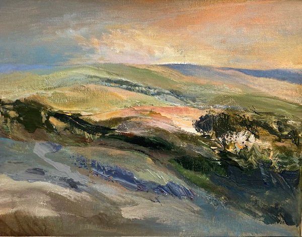 Painting of hillside near Rhayader