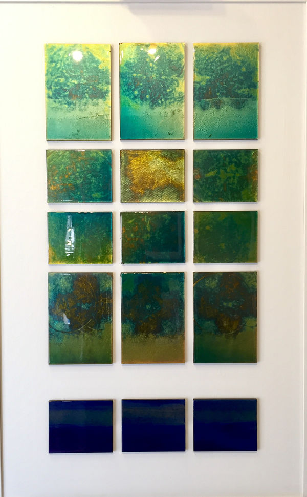 Contemporary abstract painting with metal leaf