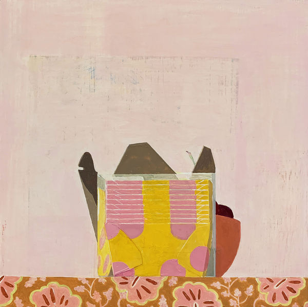 colorful box on pink background