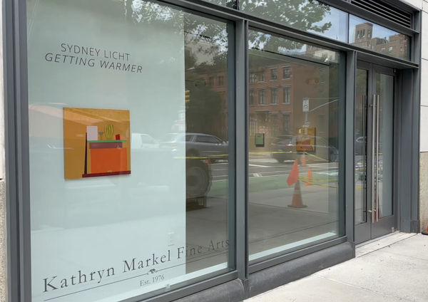 Kathryn Markel Fine Arts gallery window with colorful still life painting.