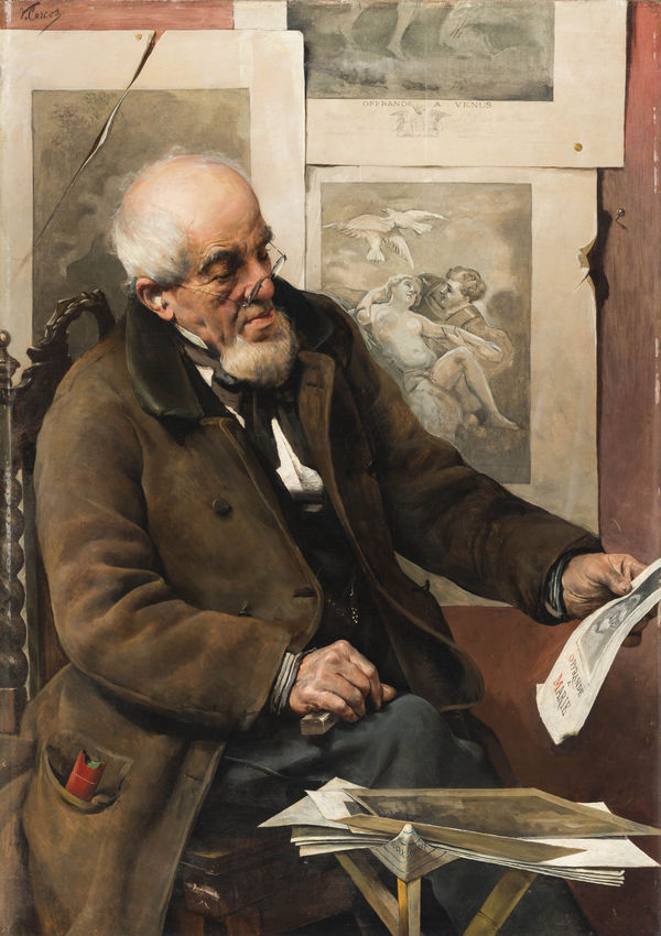 Vittorio Matteo Corcos Livorno 1859 Firenze 1933 Il Collezionista Di Stampe Olio Su Tela Cm 116 X 81 Ld