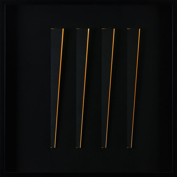 Barks No. 1 , 2012 Lacquered cardboard, plexiglass and led 23 3/5 × 23 3/5 × 2 4/5 in 60 × 60 × 7 cm