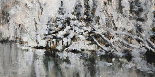 KAREN THOMSON Morning Reflections, 2022 oil and beeswax on panel 8 1/8 x 16 in.