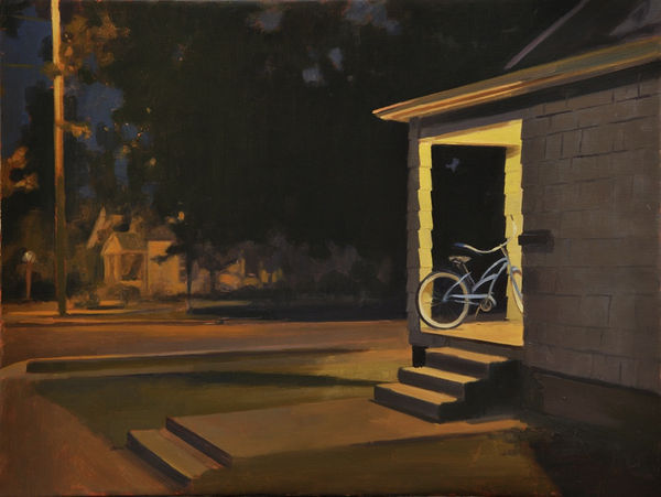 Maeve McCarthy Bike at cornerhouse Oil on canvas 45 x 60 cm