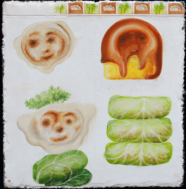 John Kindness Pittsburgh food studies Lime freso on panel 30 x 30cm