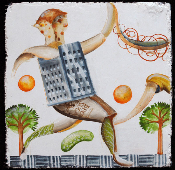 John Kindness Dancing figure Lime fresco on panel 30 x 30cm