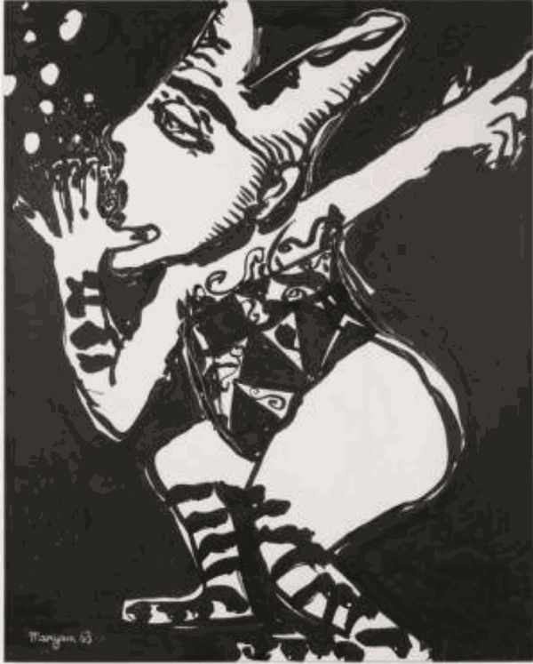 Maryan Personnage X, 1963 encre de Chine sur papier cartonné 101,6 x 81,3 cm