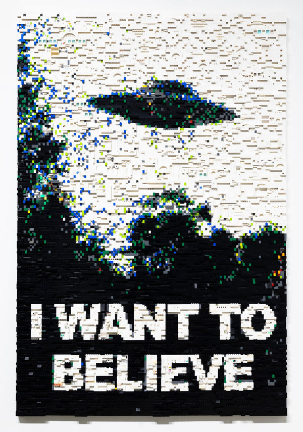 CLAIRE HEALY & SEAN CORDEIRO I Want to Believe, 2023 recontexualised lego on board 154 x 103 x 3 cm