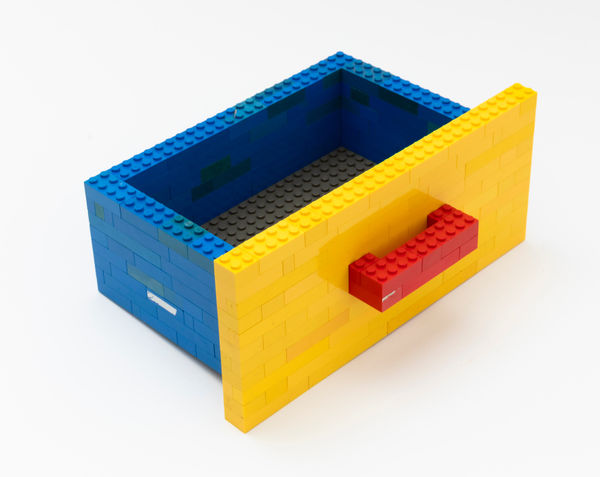 CLAIRE HEALY & SEAN CORDEIRO Desk Drawer, 2023 recontexualised lego on board 11 x 24 x 16.5 cm