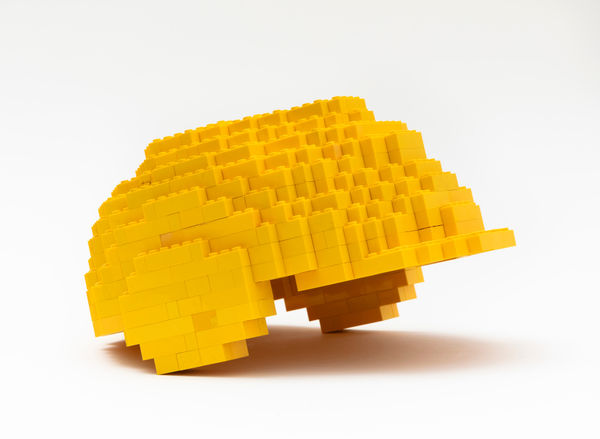 CLAIRE HEALY & SEAN CORDEIRO Helmet, 2023 recontexualised lego 13.5 x 26 x 20 cm