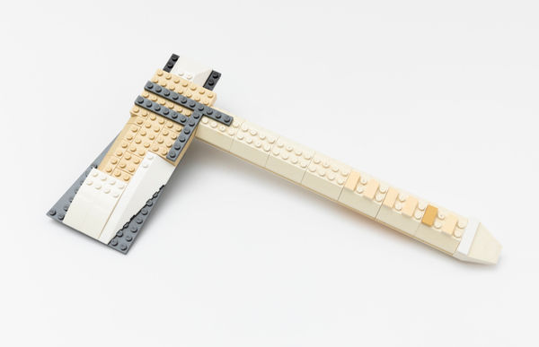 CLAIRE HEALY & SEAN CORDEIRO Tomahawk axe, 2023 recontexualised lego 33.2 x 17.5 x 3 cm