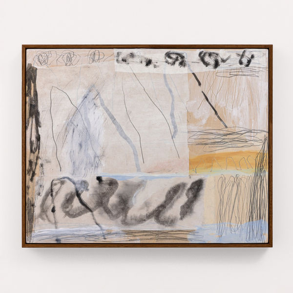 A Field of Jokes, 2025, acrylic, ink, paper, pencil on board, 43 x 53cm