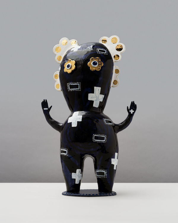 Vipoo Srivilasa Calma, the Spirit of Tranquillity, 2024 clay, glaze, gold lustre & mixed media 58 x 33 x 17 cm