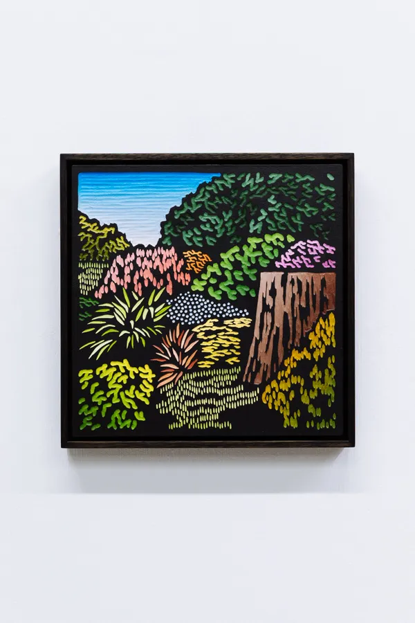 CHRISTOPHER ZANKO RESET, 2026 acrylic on carved woodblock 30 x 30 cm