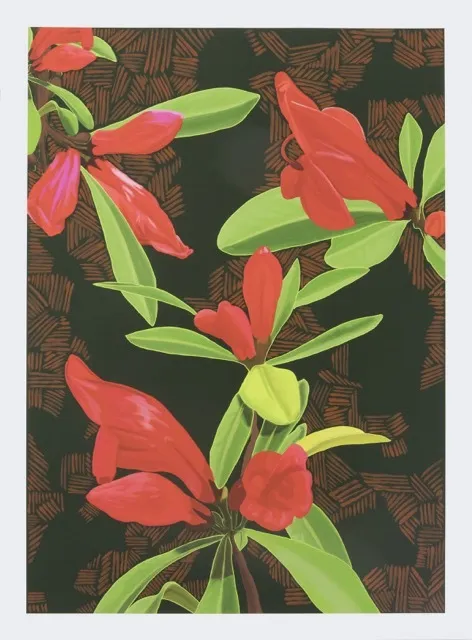 DYLAN MOONEY Graptophyllum Excelsum – Scarlet Fuchsia, 2022 digital illustration hand-painted with Yuwi ochre 120 x 88 cm | ed. of 5 + 2 AP 60 x 44 cm | ed. of 10 + 2 AP