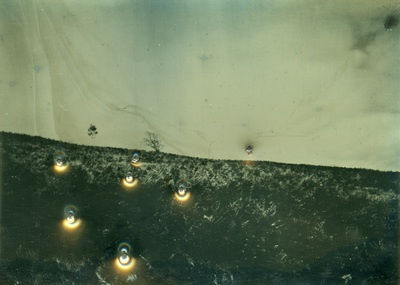 James Tylor Whalers, Sealers and Landstealers (The Ridge), 2014 Becquerel Daguerreotypes with 410 and 12 gauge shotgun holes 11 x 14 cm