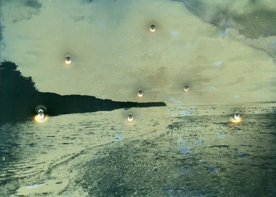 James Tylor Whalers, Sealers and Landstealers (The Mouth of the Surry River), 2014 Becquerel Daguerreotypes with 410 and 12 gauge shotgun holes 11 x 14 cm