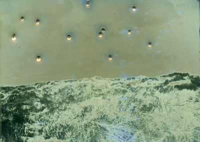 James Tylor Whalers, Sealers and Landstealers (The Dunes), 2014 Becquerel Daguerreotype with 410 and 12 gauge shotgun holes 11 x 14 cm