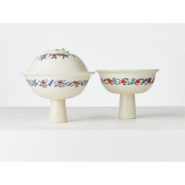 Casey Chen A Pair Of Botanical Wine Vessels, 2020 glazed stoneware, underglaze & enamels 10 x 13 x 13 cm