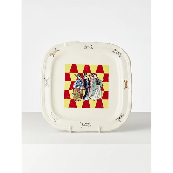 Casey Chen Eight Dogs On A Plate, 2020 glazed stoneware & underglaze 27 x 27 x 2 cm