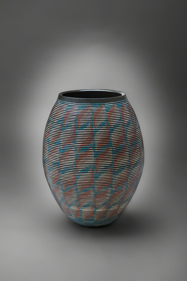 Maeda Hideo , Flower Vessel with Geometric Patterns 11, 2015