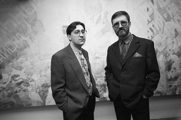 Семен Файбисович, «Последняя демонстрация» Владимир Овчаренко и Олег Кулик на открытии выставки 1992