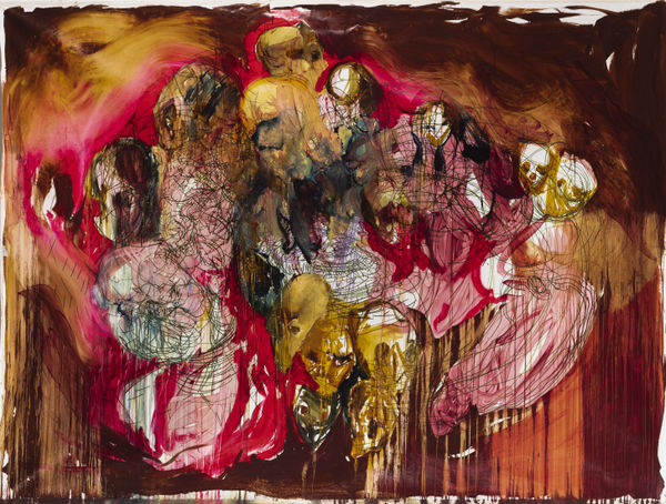 Vlad Kulkov Procession (electric circus), 2025 oil, markers on canvas 215 х 293 cm