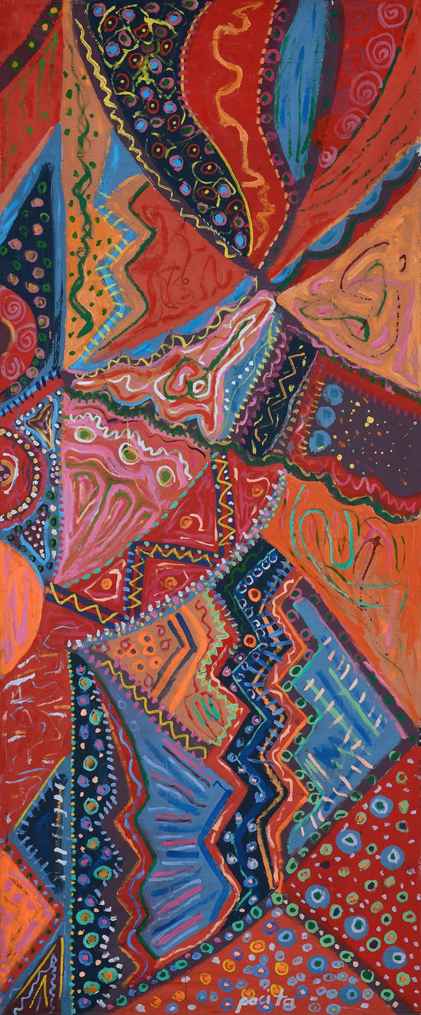 Red Kaleidoscope, 1998-2004 Acrylic on canvas 140 x 45 in 355 x 116 cm