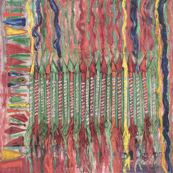 Firecrackers, 2002 Oil, painted paper collaged on paper 24 x 24 in 60 x 60 cm