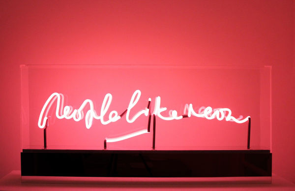 Peter Saville People Like Neon (fluorescent rose), 2012 Neon, perspex display case. Unique in this colour. 46.5 x 100 x 13 cm