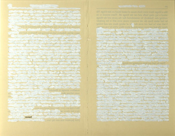 John Latour, Cursed, 2002, printed text on acid-free paper with acrylic paint, 20,5 x 24,8 cm - SOLD