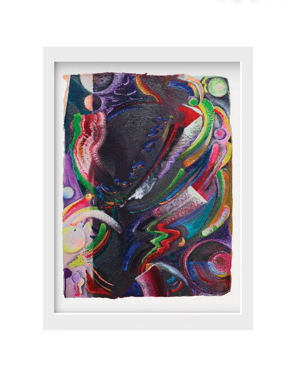 Katy Cowan - a fluorescent wrestling; built from line, 2025