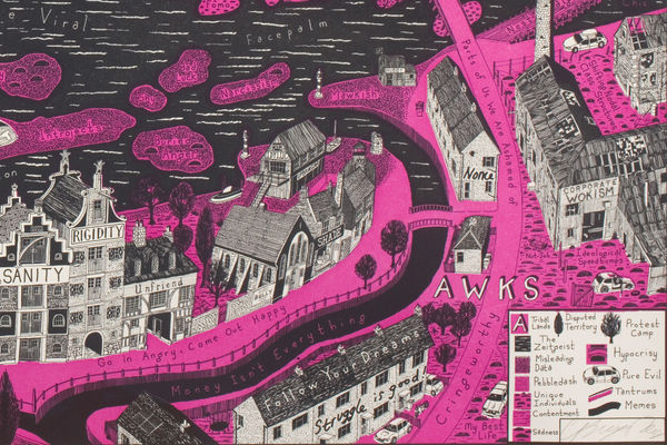 Detail 2 Grayson Perry Our Town Fuchsia Blue Framed High Res